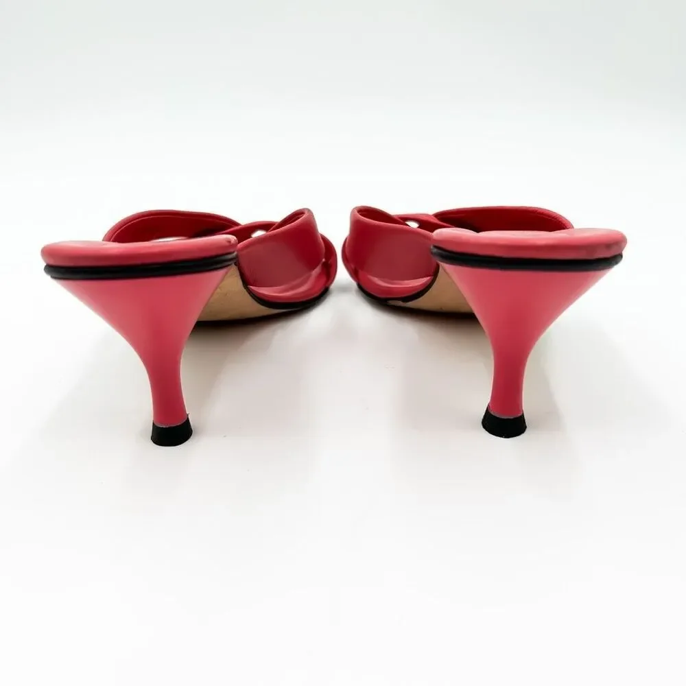 Louis Vuitton Pink Leather Sandals Mules Low Heel 36.5, 6.5